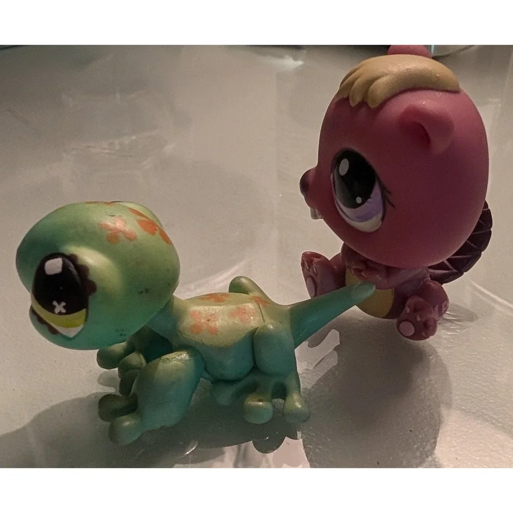 Littlest Pet Shop LPS Gecko 492 Beaver 916 Hasbro G2 2007 2008 Authentic Lot